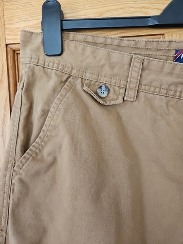 Kangol Mens Tan Brown Cotton Khaki Chino Shorts Size L Large Vgc Button Fly Knee - Picture 2 of 6