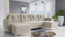 Image of Corner Sofa Bed PALERMO U with Storage Container 6 colours Springs New