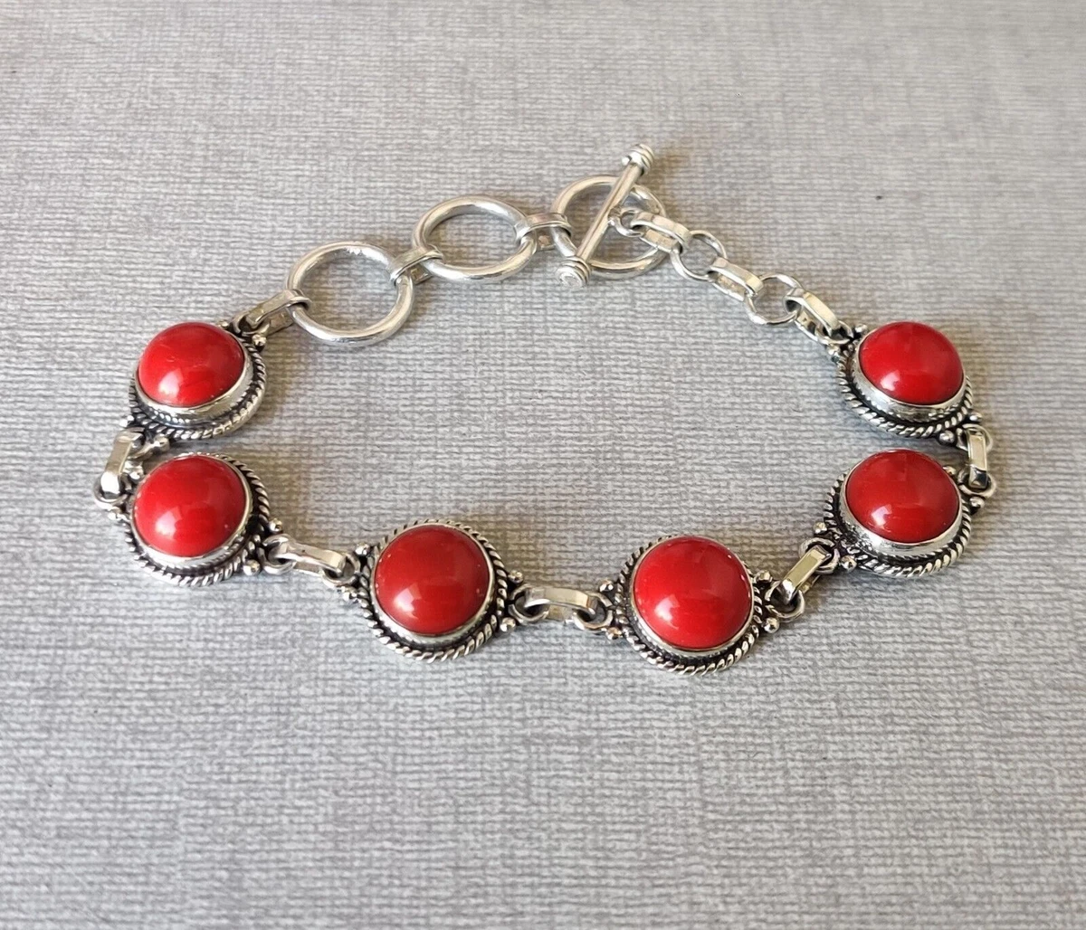 Sterling silver coral best sale bracelet