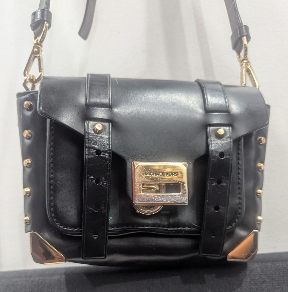 Michael Kors Small Black Manhattan Leather Crossbody Bag