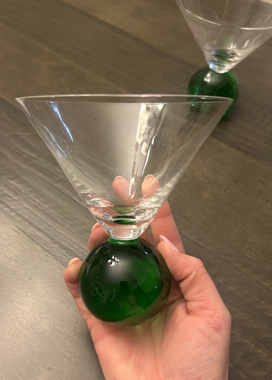 Vintage Martini Glasses Bubble Ball Mid Century MCM Set Of 2