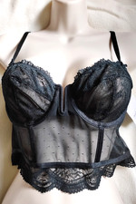 Auden Size S Longline Underwire Bra Black Lace Mesh