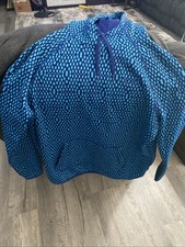 NIKE WOMEN HOODIE L NAVY AQUA POLKA DOT Therma-Fit Fleece Sweatshirt