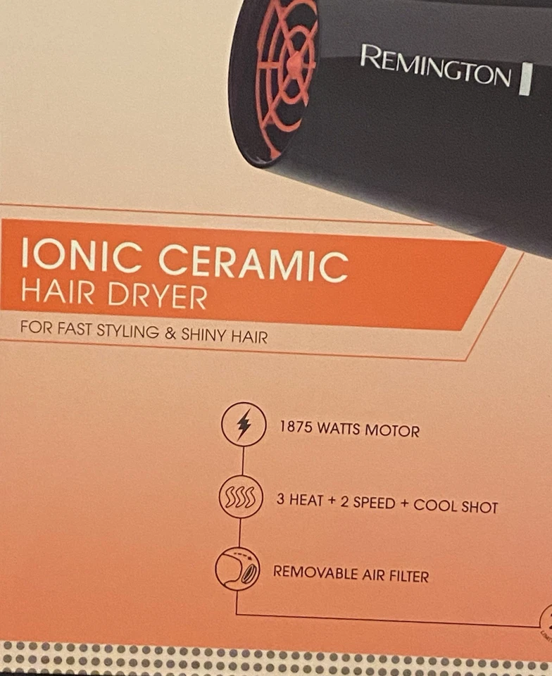 Secador de pelo de cerámica iónica Remington negro y rosa D3191 D3190 nuevo Foto 2 de 4