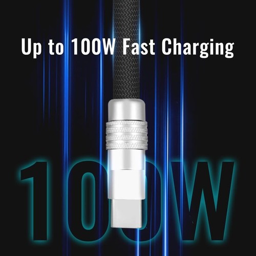chubbycable Curly Chubby - 240W Coiled USB C Cable Spring Type 3-Black+Red - Afbeelding 5 van 7