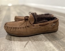 L.L. Bean Men's Brown Wicked Good Shearling-lined Venetian Slippers Sz 10 M