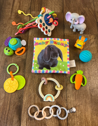 Infantino Baby Infant Toys Lot Montessori Activity Sensory Crinkle Book Teether