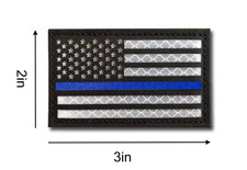 American Flag IR Reflective Blue Line Tactical Hook Loop Embroidered Patch