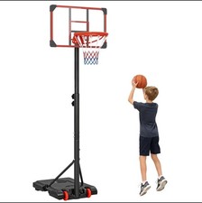 Image of SPORTNOW Kids Adjustable Basketball Hoop and Stand w/ Wheels, 1.8-2m