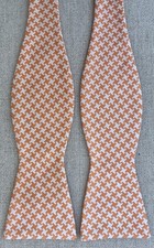 Collared Greens Silk Bow Tie Handmade USA Orange Geometric Check Self-Tie 2.25"