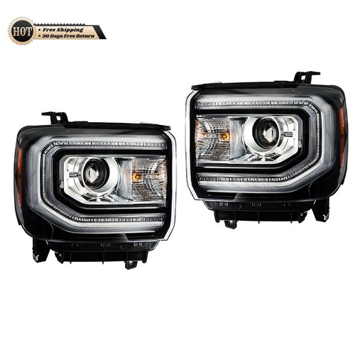 Silscvtt Right+Left HID Headlight For 2016-2018 GMC Sierra 1500 W/o Ballast+Blub