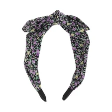 Retro Bow Headbands for Women Black Purple 1 Pc