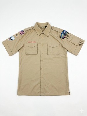 Boy Scouts of America Uniform Shirt Adult Size S(Fits M)Short Sleeve Button Up