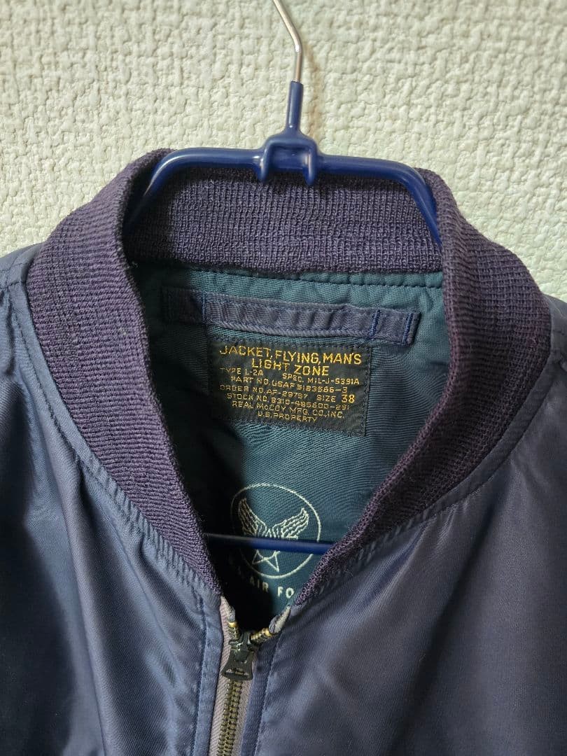 REAL McCOY'S L2-A flight Jacket Blouson Men Size 38 Navy AF Blue