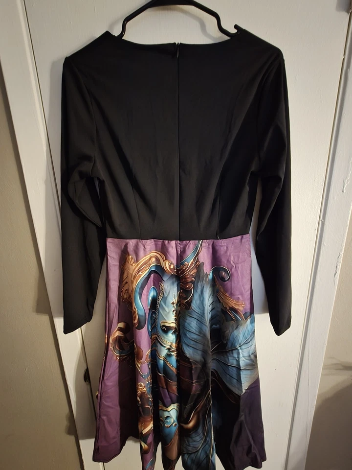 Unbranded Mardi Gras Dress With Long Sleeves Scalloped Neckline - Image 4 of 4