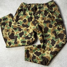 Vintage Browning Duck Camo Gore-Tex Hunting Pants Mens XL USA Made Zip Leg Cargo