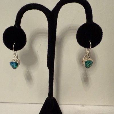 SAJEN EARRINGS BLUE GREEN MYSTIC TOPAZ STERLING SILVER 925 HANDMADE BALI