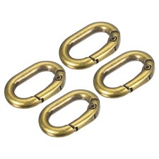 0.83" Spring Oval Ring Snap Clip Trigger for Bag Purse Keychain, 4Pcs Brass