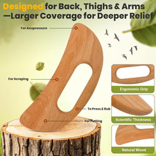 Wood Body Gua Sha Massage Tool, Lymphatic Drainage Tool, Body Sculpting Anti-...
