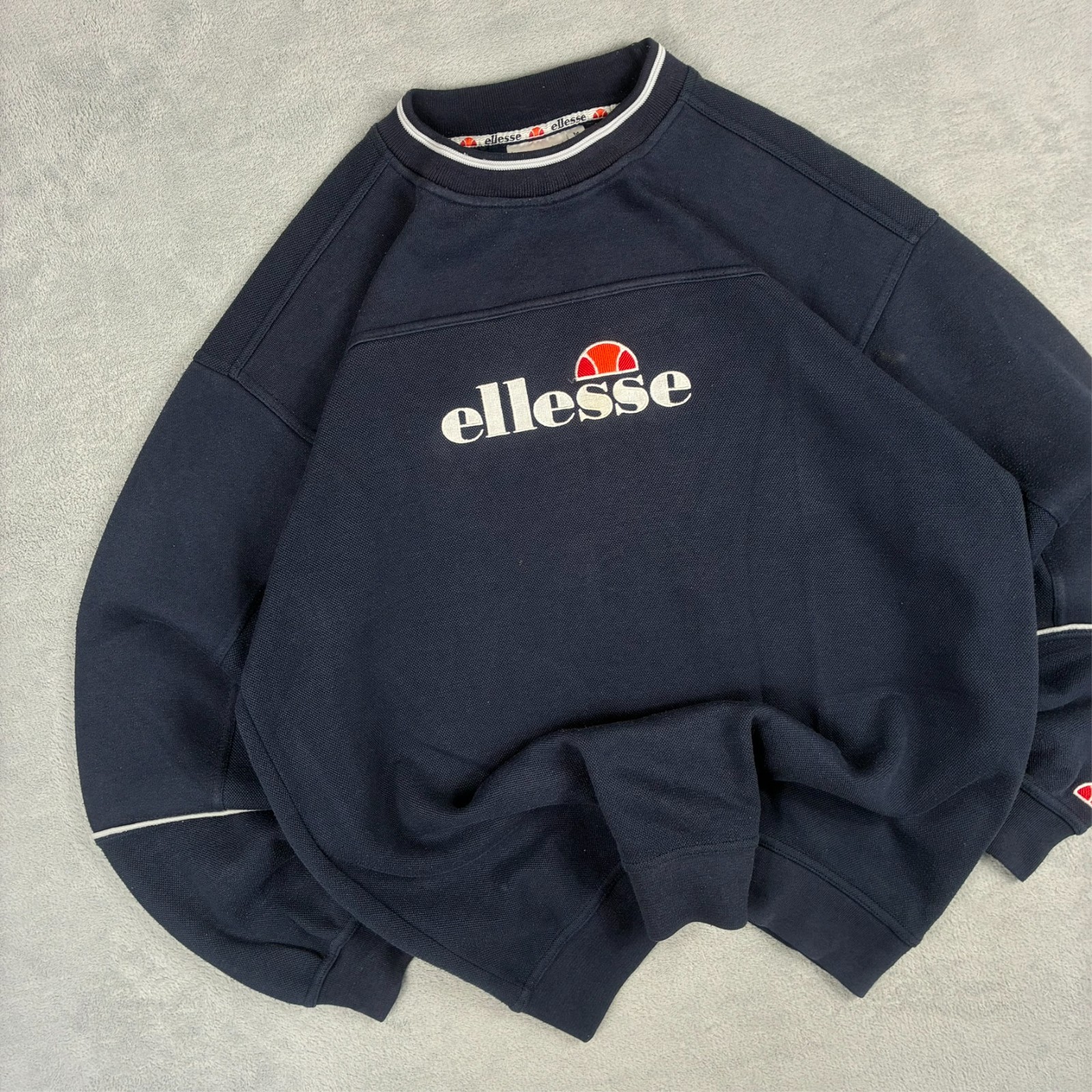 Vintage Ellesse 2000's Y2K Navy Spellout Size Medium Pullover Sweatshirt image 2