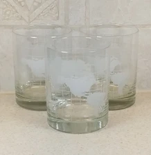 Vintage Nestle Nescafe World Globe 3 Flat Tumblers 4" Great Condition!