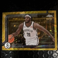 Topps Chrome 2025-26 Day'Ron Sharpe #74 Gold Wave Refractor /50 Brooklyn Nets