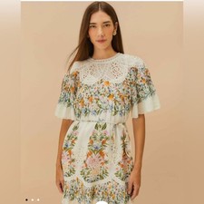 FARM Rio Off-White Sweet Bloom Bouquet Mini Dress Medium