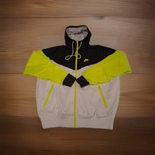 Used Nike Windbreaker Jacket AR2191 Neon Yellow Hooded Full Zip Size 