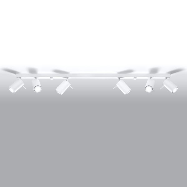 Plafonnier GU10 blanc en acier 6 spots pour illuminer une cuisine ouverte