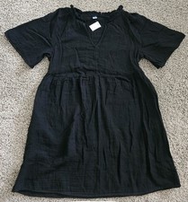 NWT Old Navy Demi Swing Black Jack Cotton Dress Pockets Womens Size Small Petite