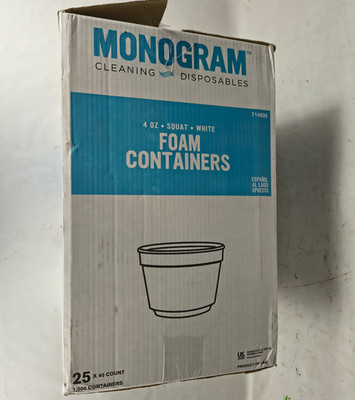 Monogram 4 oz Foam Food Container White Insulated EPS Bowl 1,000/Case