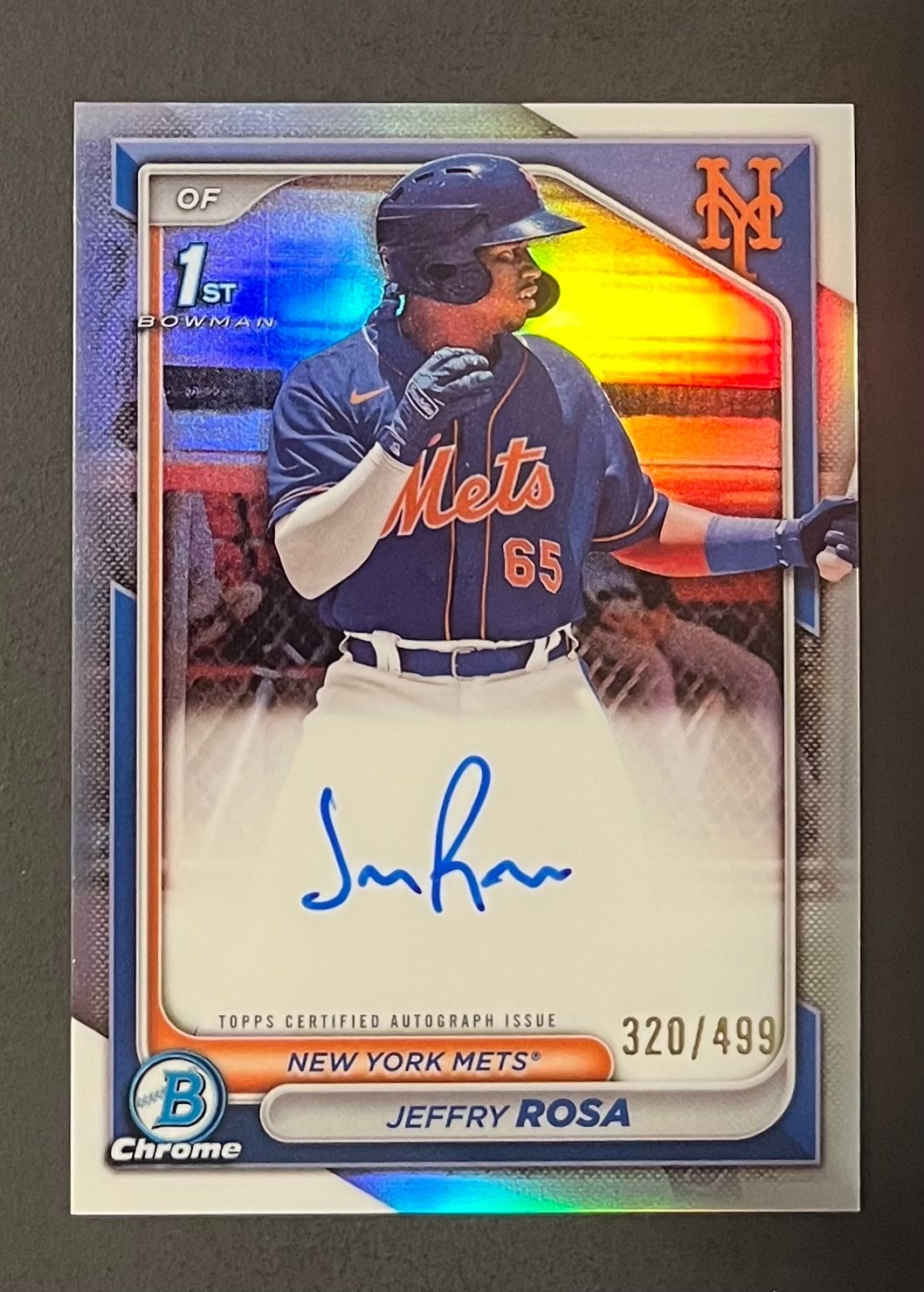 ⚾JEFFRY ROSA 1ST /499 AUTO 2024 Bowman Chrome Refractor Mets #CPA-JRO🔵🟠