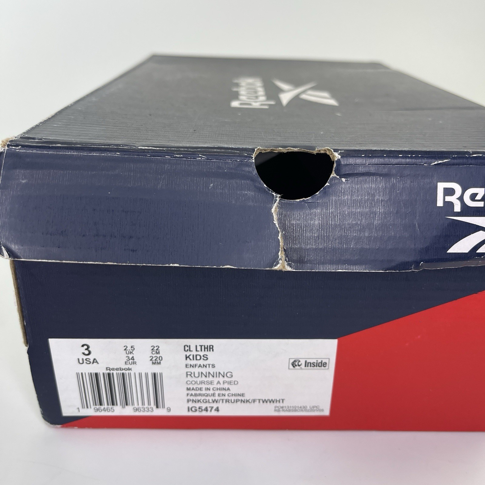 Reebok CL Classic Leather Kids Shoes Pink Blue Orange Size 3 thumbnail 8