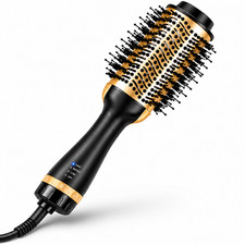 4-in-1 Hair Dryer Brush Volumizer Hot Air Styler Ionic Ceramic Oval Gold