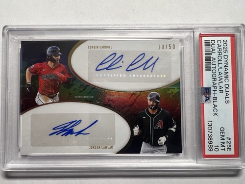2025 Topps Dynamic Duals Corbin Carroll  & Jordan Lawlar Auto /50 PSA 10 Black