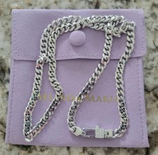 Melinda Maria Julian Pave Lock Chain Necklace Silver Diamondettes NWT   Dust Bag