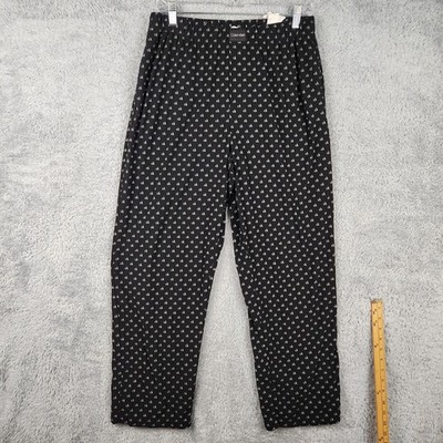Calvin Klein Pajama Pants Mens Medium Black CK Logo Print Cotton Lounge Wear AOP