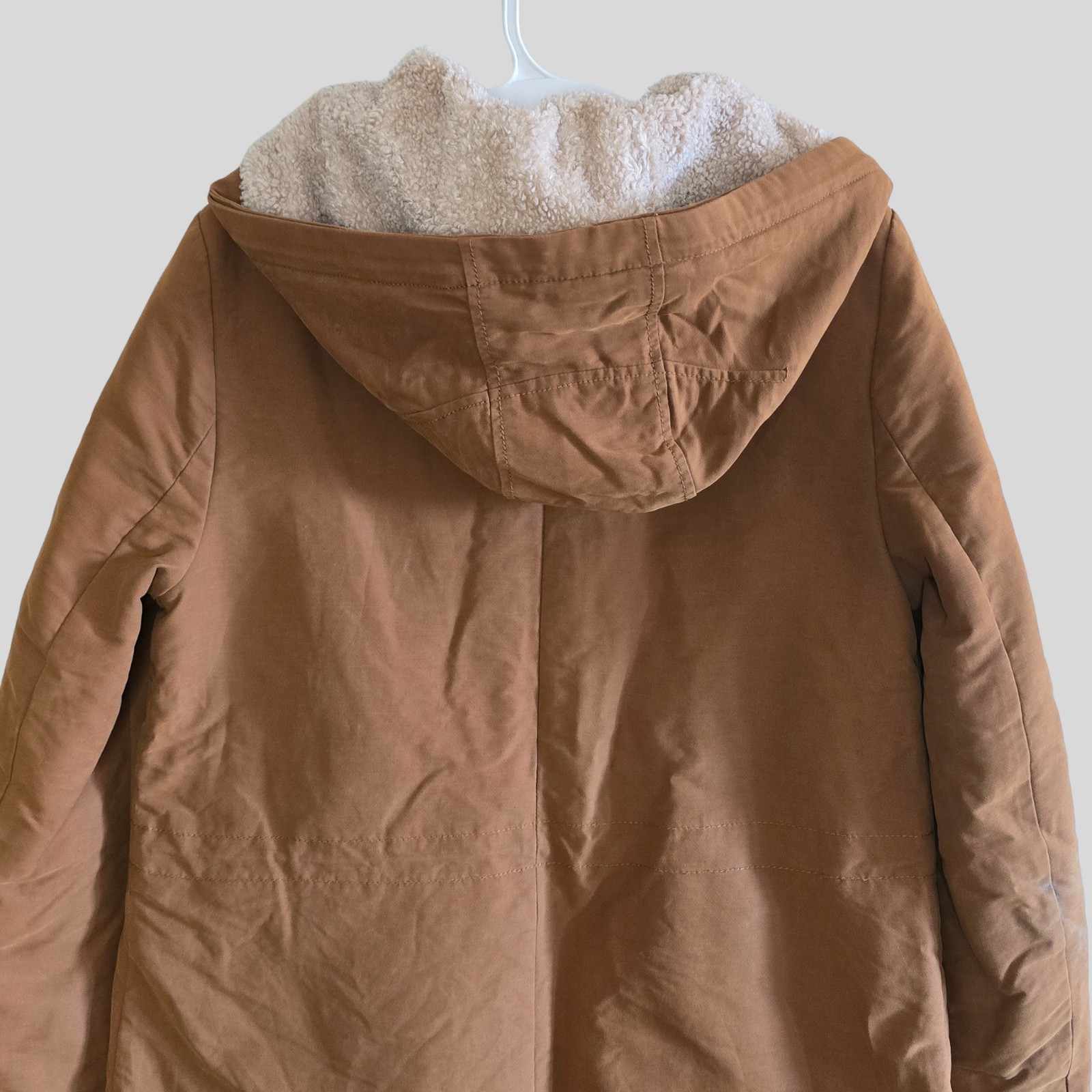 Vintage Zara Trafaluc Sherpa Lined Hooded Parka Jacket Women’s Size Small Brown image 8