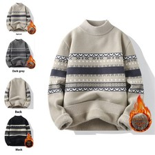 One-piece Velvet Sweater Men's Mock Neck Knitted Sweater Fashion Knitting Pullov