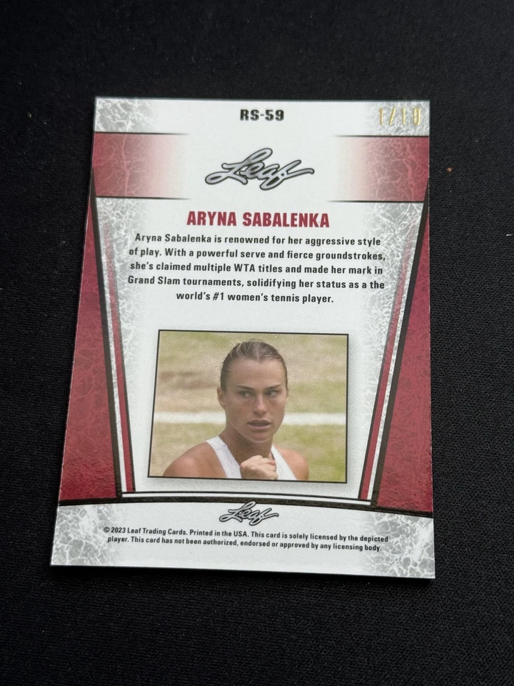 Tarjeta de novato de tenis Aryna Sabalenka 2023 hoja de metal rosa/10 RC Foto 2 de 2