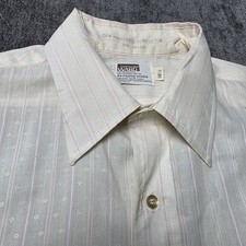 Vtg 60s 70s Dagger Collar Button Up Shirt Mens 16.5 XL Pale Pink Thin Disco