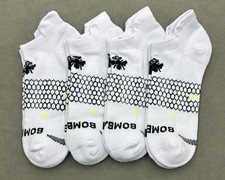 4 Pairs BOMBAS Women's honeycomb Solid Ankle Socks Cushion Size Med 8-10.5 White