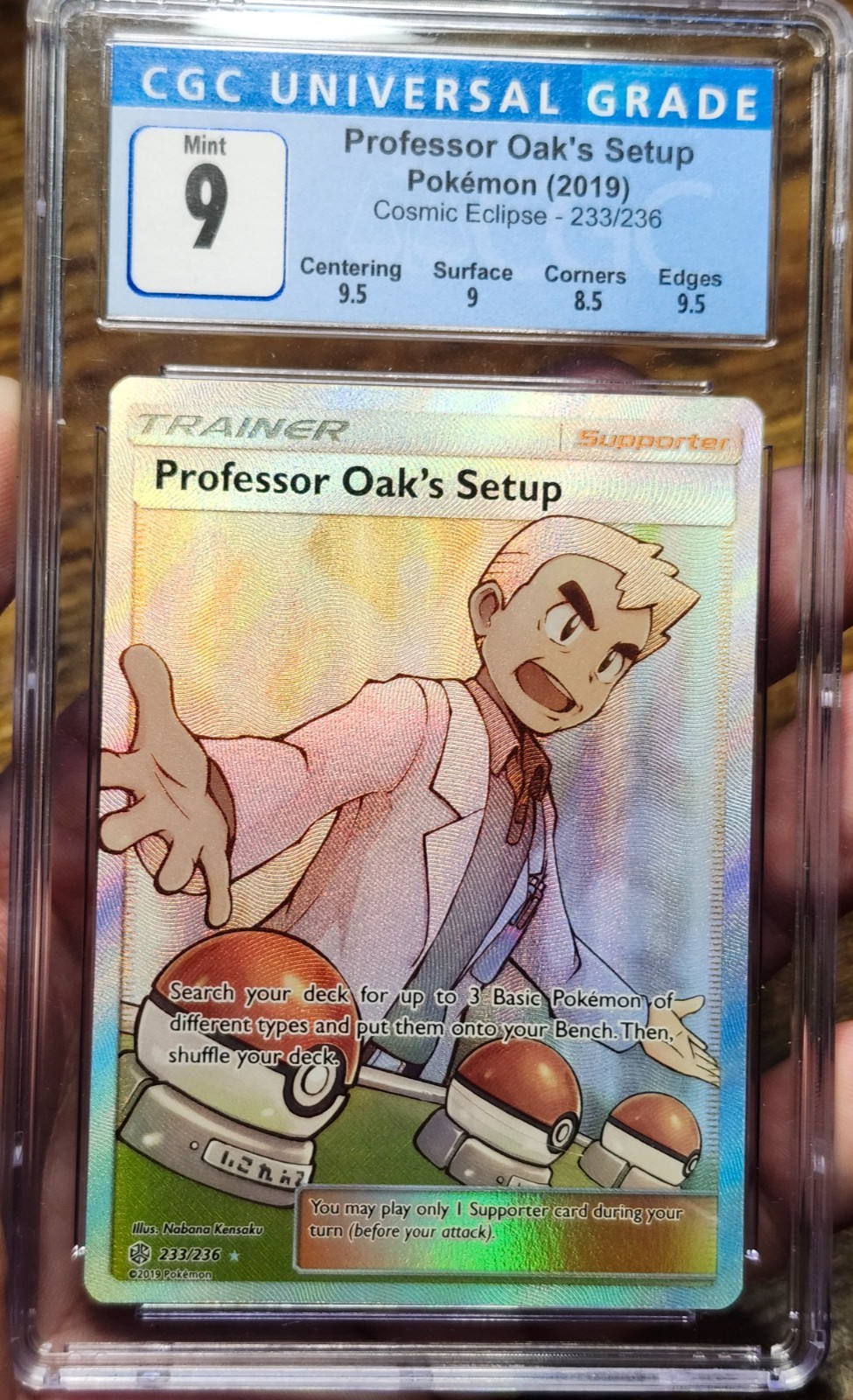 Professor Oak's Setup 233/236 CGC 9 Cosmic Eclipse Full Art w/Subgrades