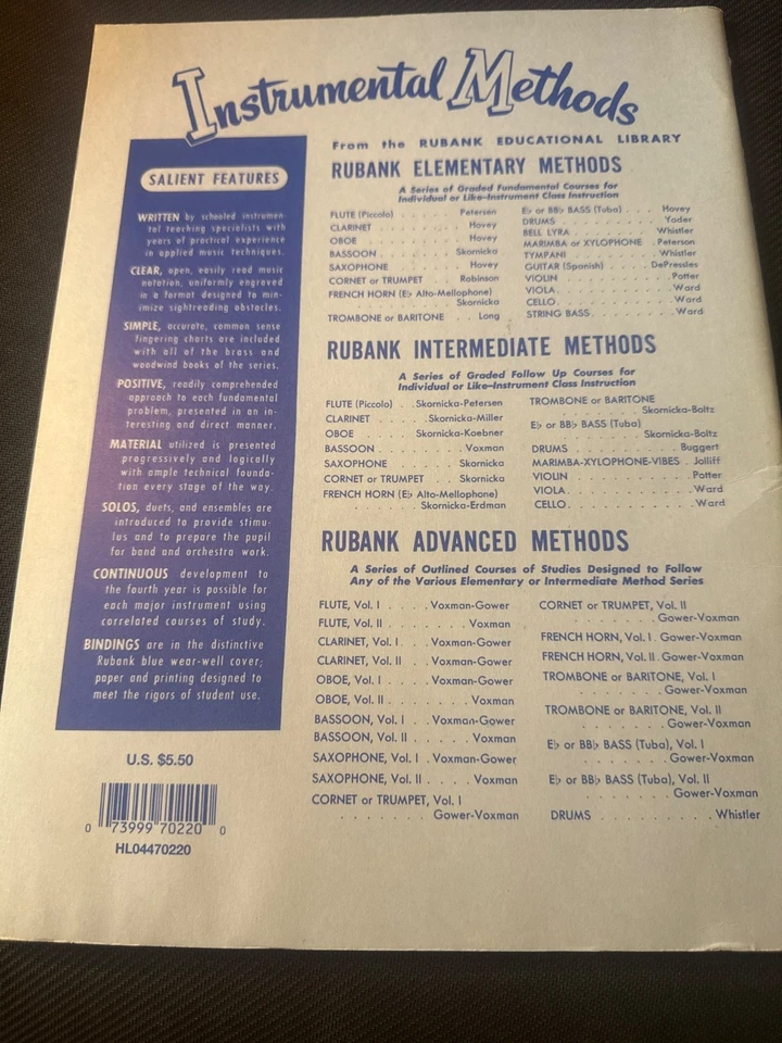 Rubank No. 89 Intermediate Method for Oboe by Skornicka & Koebner Music Book - Image 2 of 3