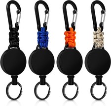 Retractable Keychain 4 Pieces Heavy Duty Carabiner Badge Holder 3.6  Steel Cord