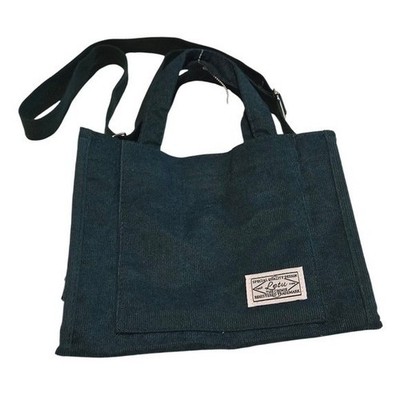 Letu The Crimie Corduroy Tote Bag Green Shoulder Carryall Minimalist
