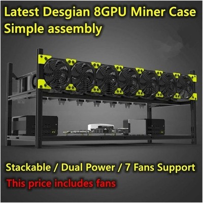 8 GPU Aluminum Stackable Open Air Mining Computer Frame Rig Ethereum Veddha