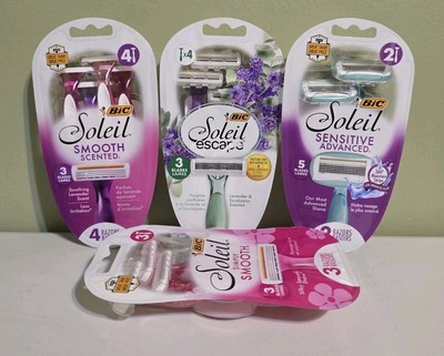 Lot Of 4 Bic Soleil Sensitive, Smooth, Escape, Simply Razors 3 Blade & 5 Blade