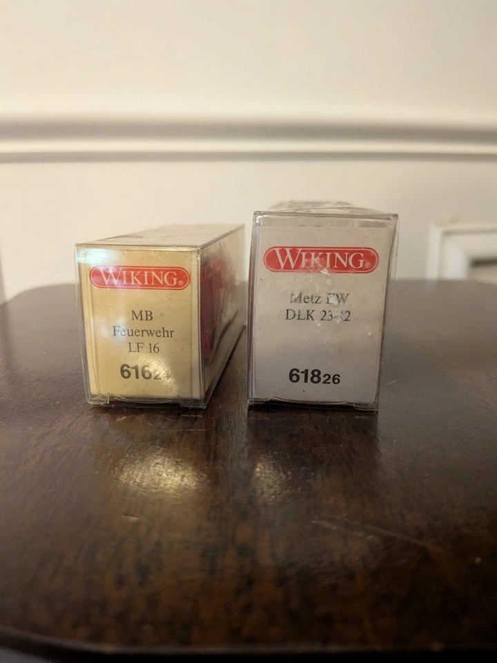 Vintage Lot Of 2 Wiking Mercedes Benz Fire Engines IOB Made In Germany 618 26 - Image 2 of 4