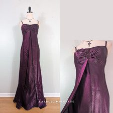 Vintage Prom Dress Maxi Gown 4 Purple Y2K Goth Empire Babydoll Princess Glam